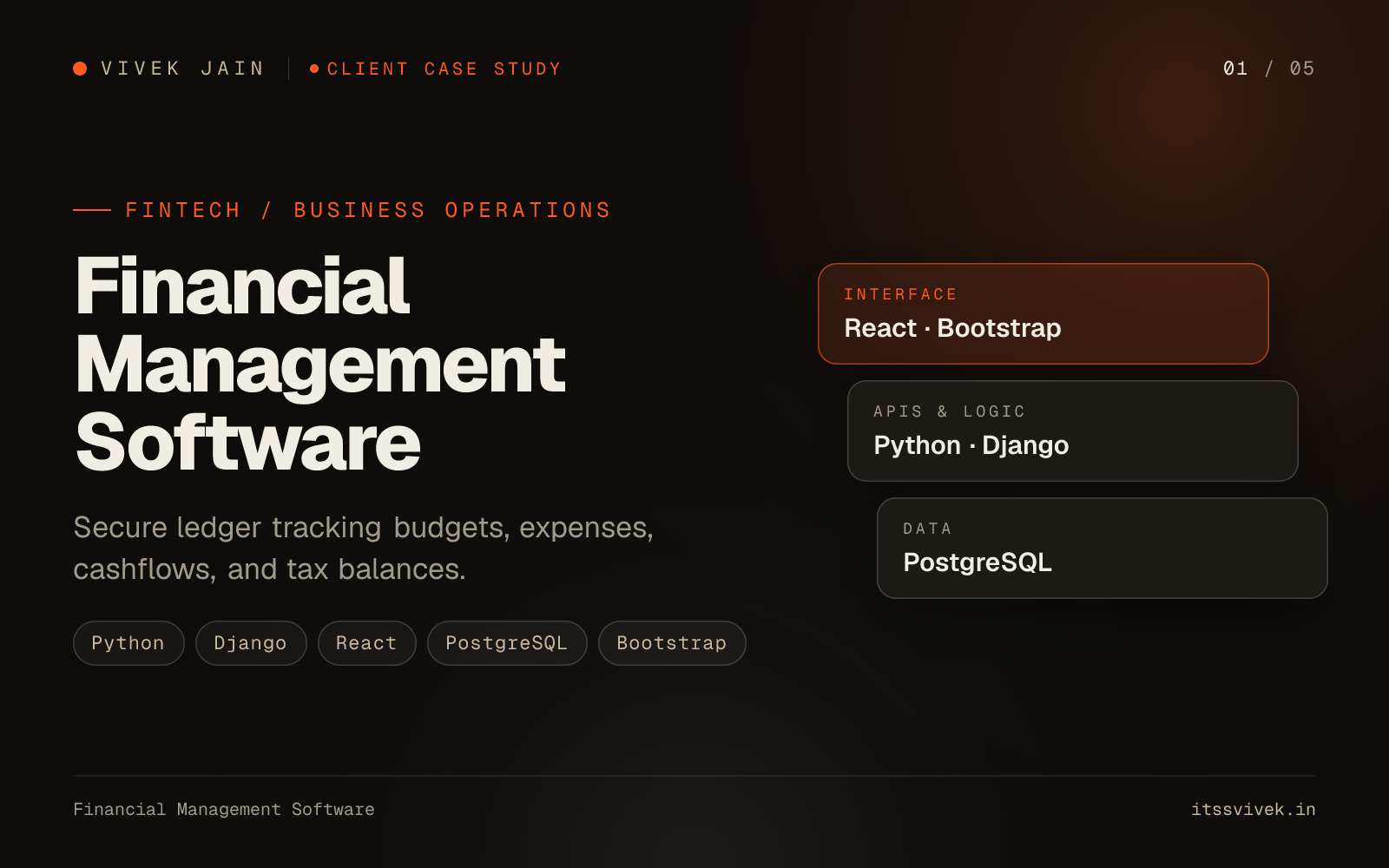 Financial Management Software: Secure ledger tracking budgets, expenses, cashflows, and tax balances.